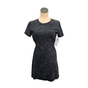 Cloth By Design Dress Womens Small Black Acid Wash T Shirt‎ Mini Ruched Casual